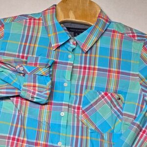 Tommy Hilfiger Plaid Button Down Shirt Long Sleeve 0X Womens‎ Top